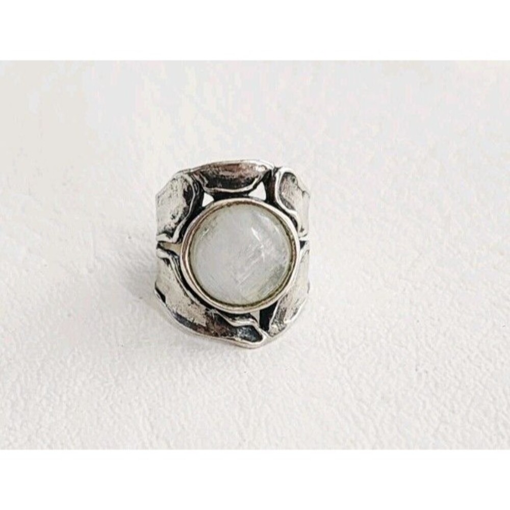 Didae Israel Shablool Silver Brutalist Moonstone Statement Ring Sz 7